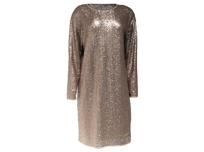Max Mara Weekend Sequined Mini Dress in Brown Polyester