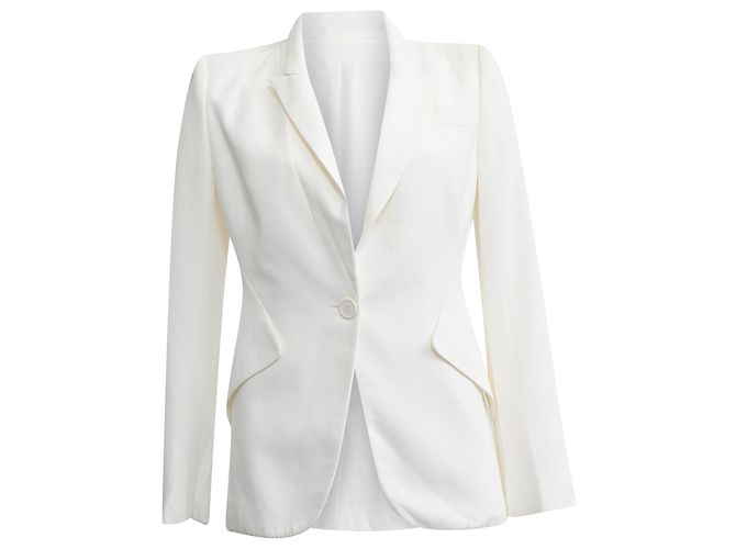 Blazer monopetto in viscosa bianca Alexander McQueen Bianco Crudo