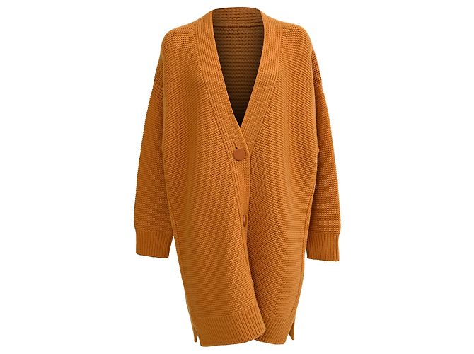 Cardigã de lã laranja ferrugem com botões Hermès