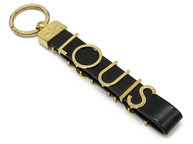 Chaveiro de couro com alça e lettering Louis Vuitton Preto