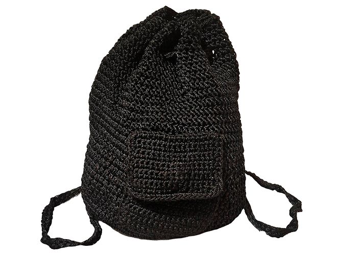 Autre Marque Black crochet backpack