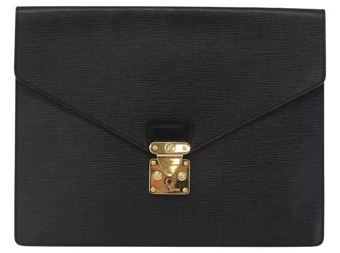 Louis Vuitton Porte-Documents Senateur Epi Leather Noir