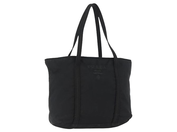 PRADA Tote Bag aus Nylon Schwarz Silber Auth bs32788