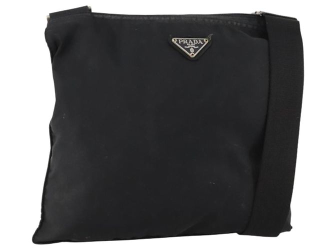 PRADA Shoulder Bag Nylon Black Silver Auth bs33344 Silvery