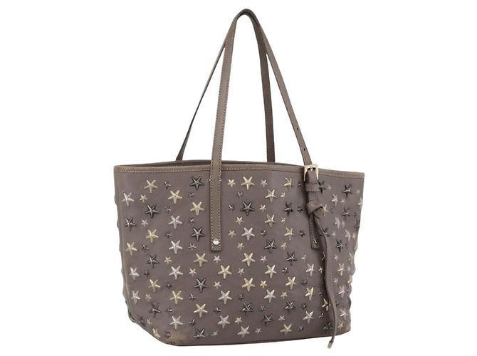 Sac Tote en Cuir Gris Jimmy Choo Auth bs33580 Marron