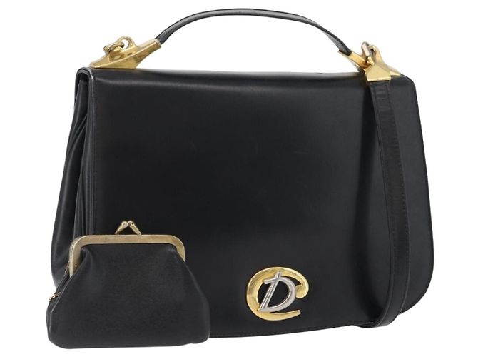 Borsa a Spalla Christian Dior in Pelle di Vitello Nera e Oro Auth LNZ141 Nero D'oro