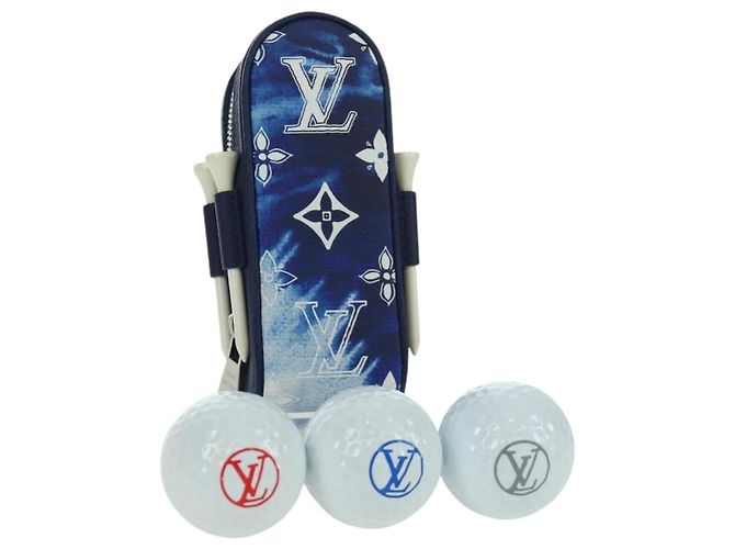 LOUIS VUITTON Bandana Golf Andrews Golf Ball Case Blue GI0768 LV Auth 168047SAM Monogram