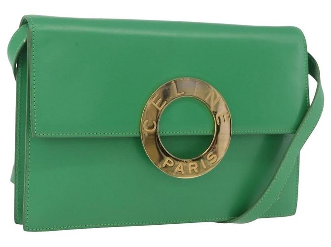 Céline Borsa a Spalla Circle in Pelle Verde Oro Auth LNZ294V D'oro