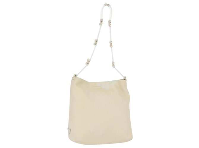 Bolsa de Ombro PRADA em couro plástico marfim transparente Auth 173573 Cru