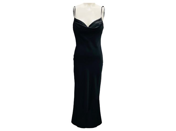 Schwarzes Seidensatin Abendkleid von Alexander McQueen