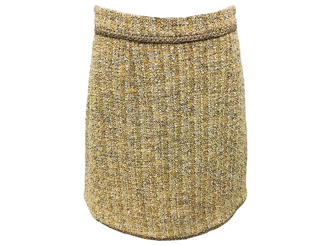 Etro Gelber Multicolor Tweed Minirock