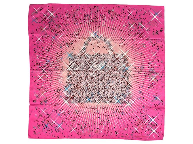 Lenço de seda Magic Kelly Carré 90 Hermès Rosa Multicor