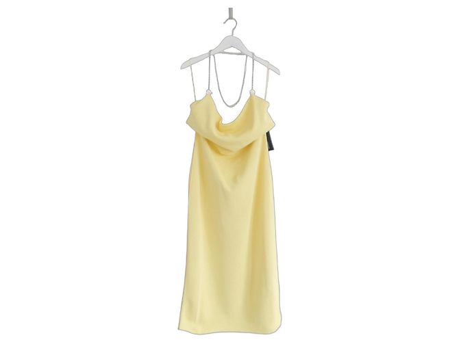 Vestido drapeado con halter de cadena Bottega Veneta Amarillo