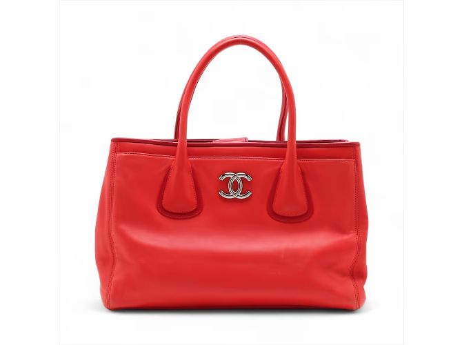 Executive Chanel Cerf Bolsa Executiva de Couro Média Vermelho