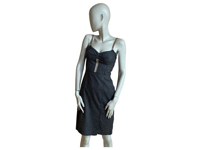 Dolce & Gabbana Midi Kleid aus grauer Wolle