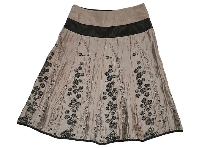 Autre Marque Gonna al ginocchio con stampa floreale Nero Grigio