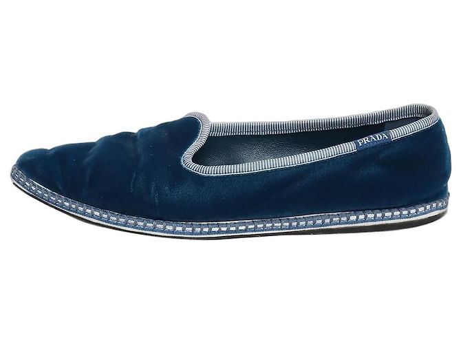 Prada Blaue Samt-Hausschuhe - Größe EU 39,5