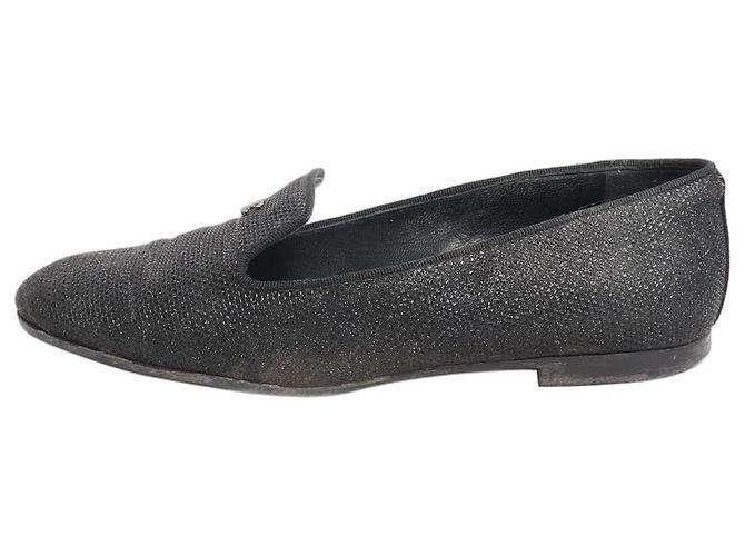 Chanel Schwarze glitzernde Slipper - Größe EU 36,5