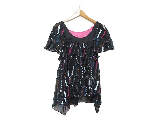 Blusa in seta a maniche corte TSUMORI CHISATO Nero