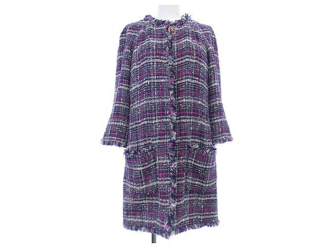 Timeless Chanel Wool Blend Coat Blue