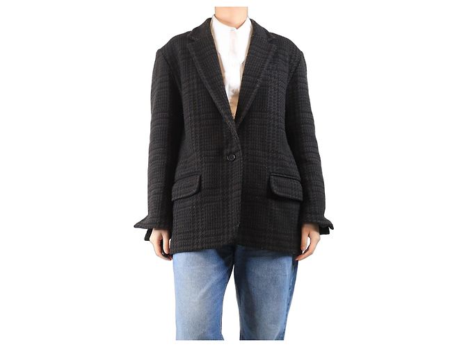 Isabel Marant Etoile Chaqueta de mezcla de lana en estampado de espiga marrón - talla UK 12 Castaño