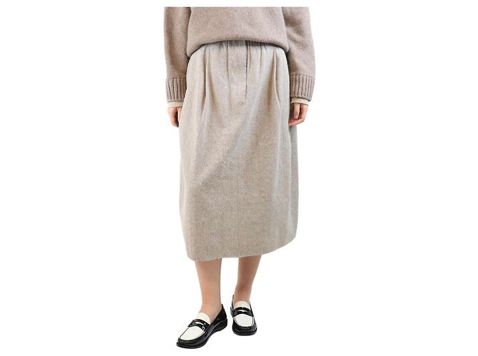 Autre Marque Falda midi de mezcla de lino neutra - talla S