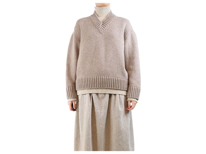 Bottega Veneta Brauner, dicker Wollpullover - Größe S 