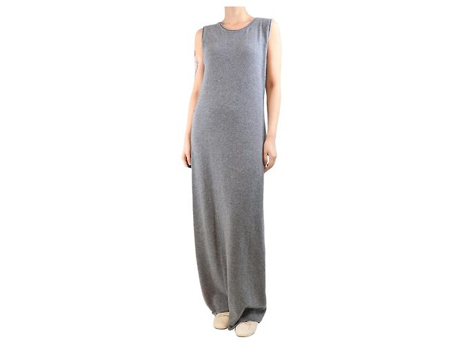 Autre Marque Graues Wollmischung-Midi-Kleid - Größe UK 10