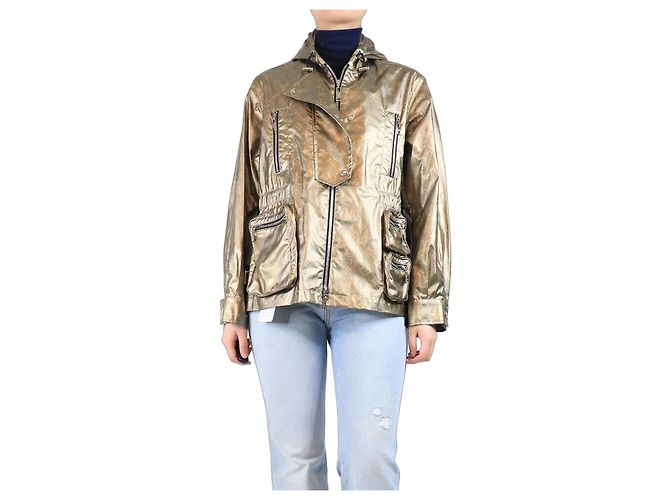 Louis Vuitton Veste en shell monogram doré - taille UK 12