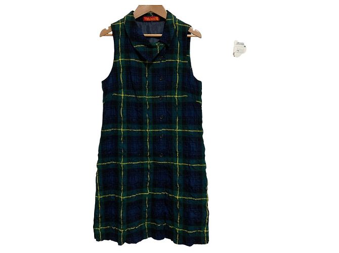 Autre Marque Vestido de cuadros YORKLAND Verde Azul marino