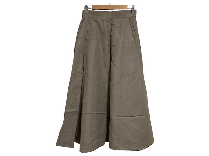 Autre Marque Falda larga de algodón y lino BLAMINK Beige