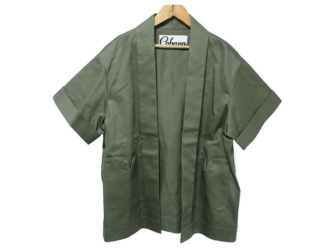Autre Marque Giacca in cotone a maniche corte Cabana Verde Cachi