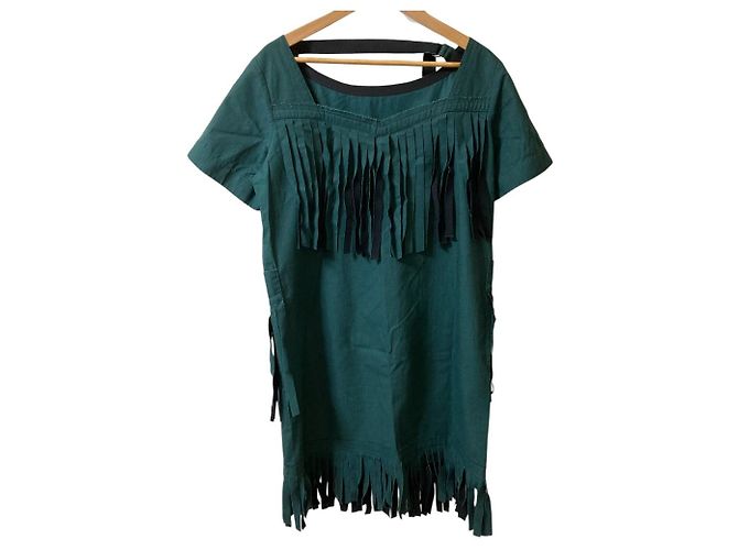 Sacai Fransenkleid Grün