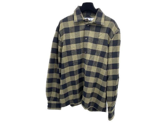 Off White Karohemd Grün Baumwolle M