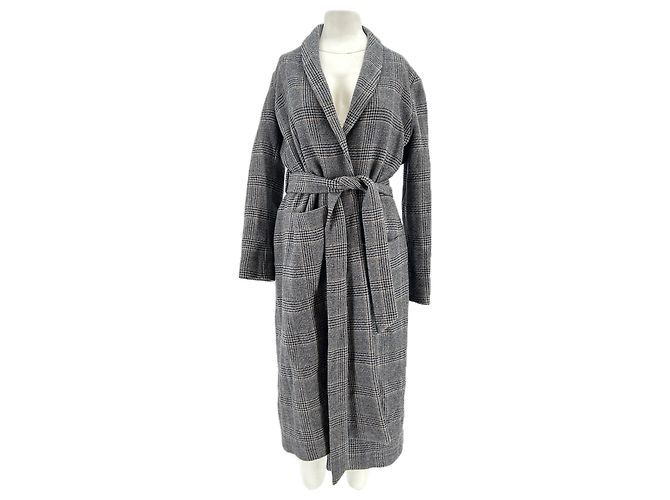 Beau Souci Kaschmirmantel mit Tartan Muster Grau