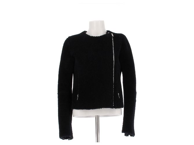 Céline Short Wool Jacket Navy Blue Black