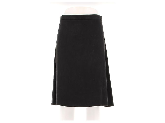 Gonna in seta nera con zip a metà Céline Nero
