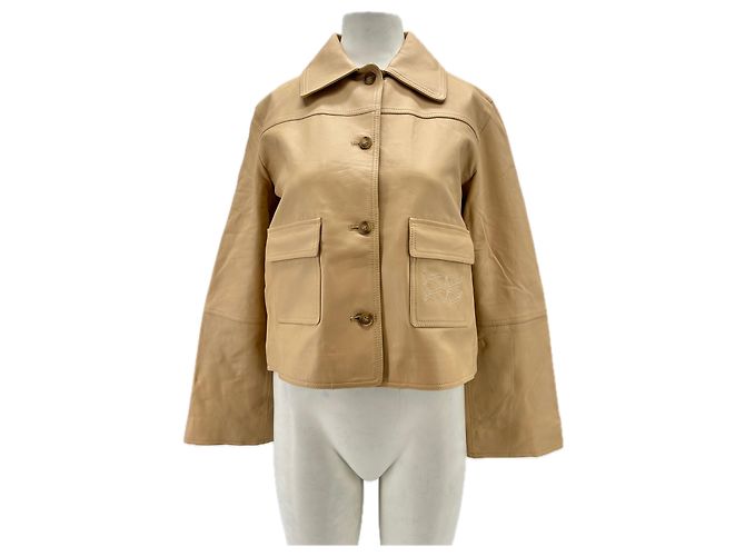 Autre Marque MALINA Lederfischjacke Beige Größe 36