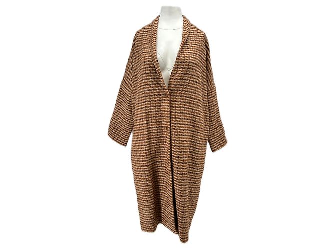 Autre Marque BELLA JONES Karo Mantel Wolle Camel Kamel
