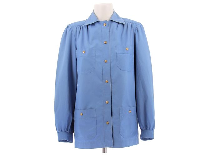 Céline Camicia blu con bottoni dorati