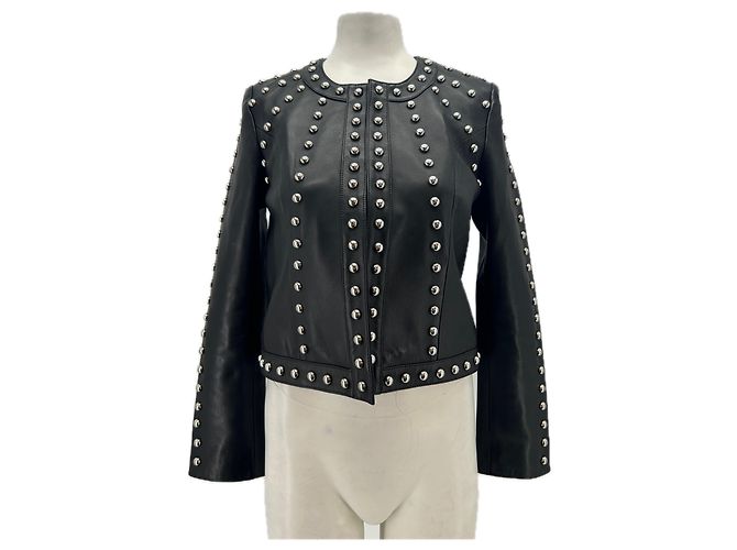 L'Agence Lederjacke mit Nieten Schwarz