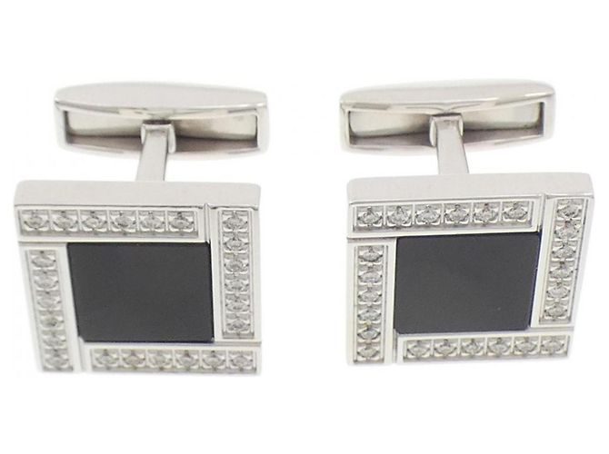 Bulgari Abotoaduras de ônix em ouro branco 18K Bvlgari