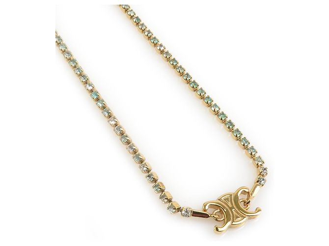 Céline Collana Celine Triomphe D'oro Blu chiaro 