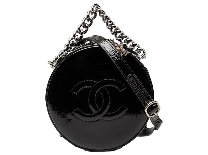 Runder schwarzer Lacklederbeutel Chanel As Earth