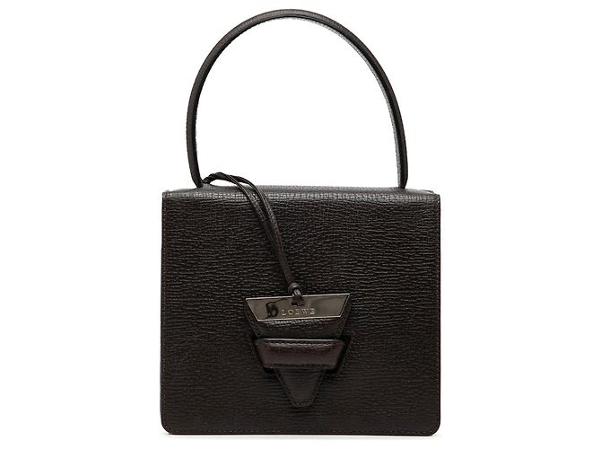 Sac à main Barcelona en cuir texturé marron LOEWE Marron foncé
