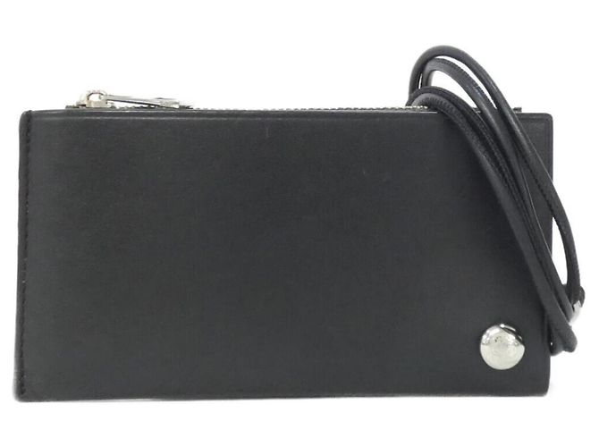 Tarjetero con monedero Loewe Pebble Slider Negro Caqui