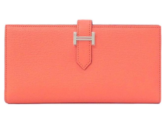Hermès Bearn Soufflé Geldbörse Pink Rot