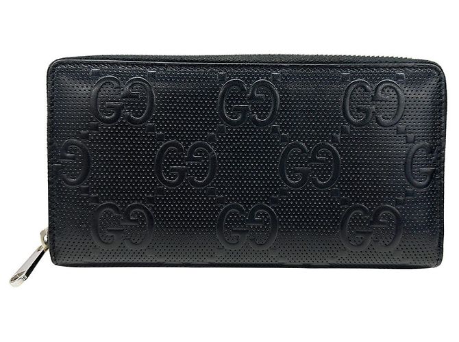 Carteira de couro dobrável para homens Gucci Preto