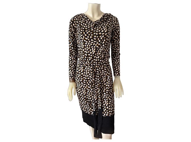 Seidenkleid von Diane von Furstenberg Braun Schwarz Weiß