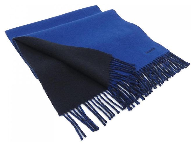 Stola in cashmere nera e blu navy di Hermès Nero
